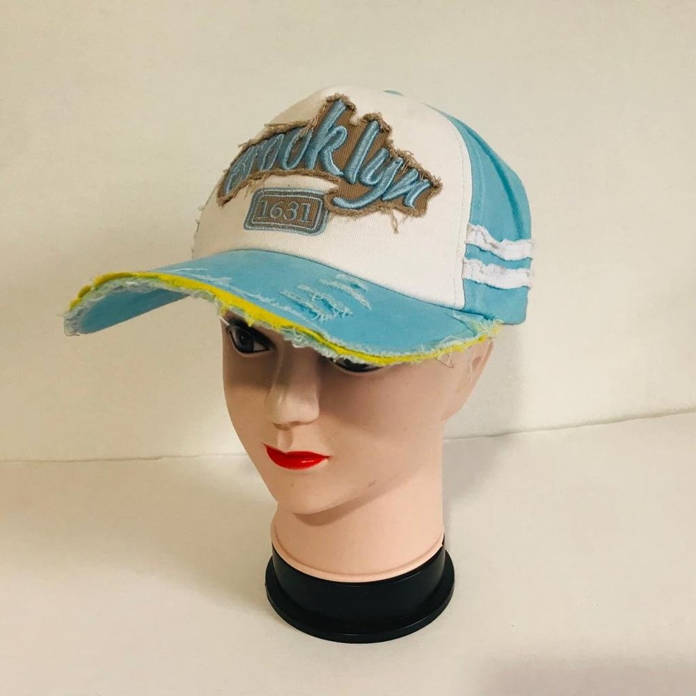 Brooklyn New York Retro Vintage Distressed Hat Denim Baseball Cap
